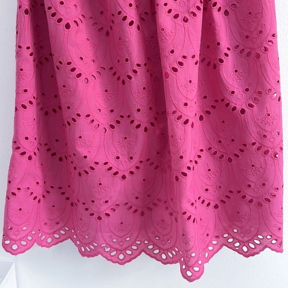 French Connection Appelona One Shoulder Cut-Out Midi Dress Pink Eyelet NWOT - Picture 7 of 16